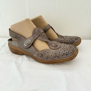 Rieker Taupe Leather Loafer Sandals 11.5/42